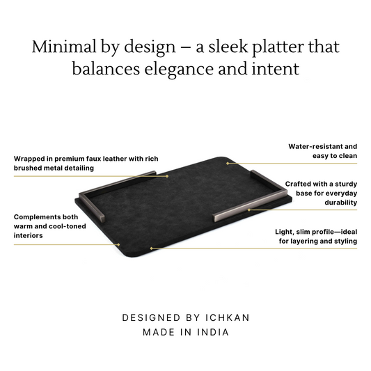 Metal Leatherette Serving Platter | Black | Luxe ICHKAN by Day To Day