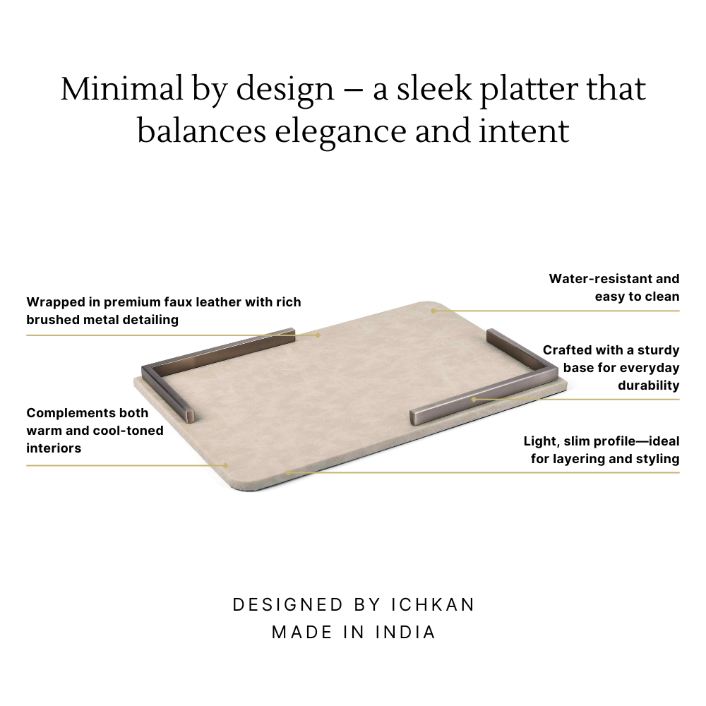 Metal Leatherette Serving Platter | Ivory | Luxe ICHKAN by Day To Day