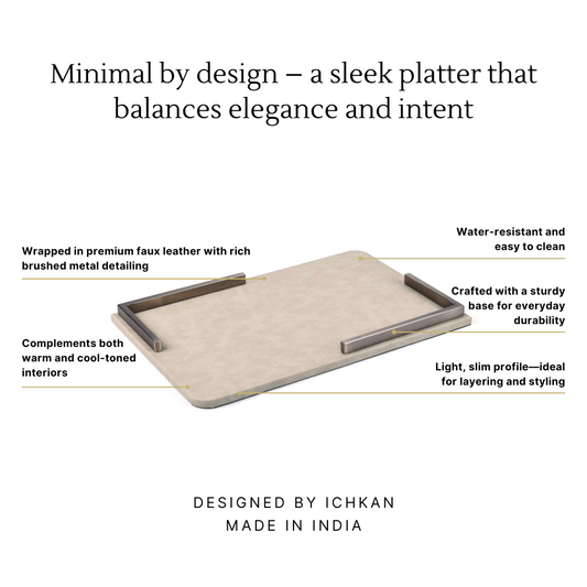 Metal Leatherette Serving Platter | Ivory | Luxe ICHKAN by Day To Day