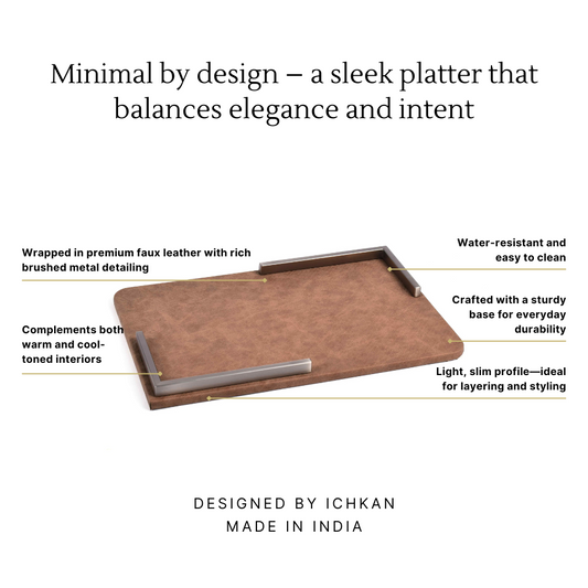 Metal Leatherette Serving Platter | Tan | Luxe ICHKAN by Day To Day