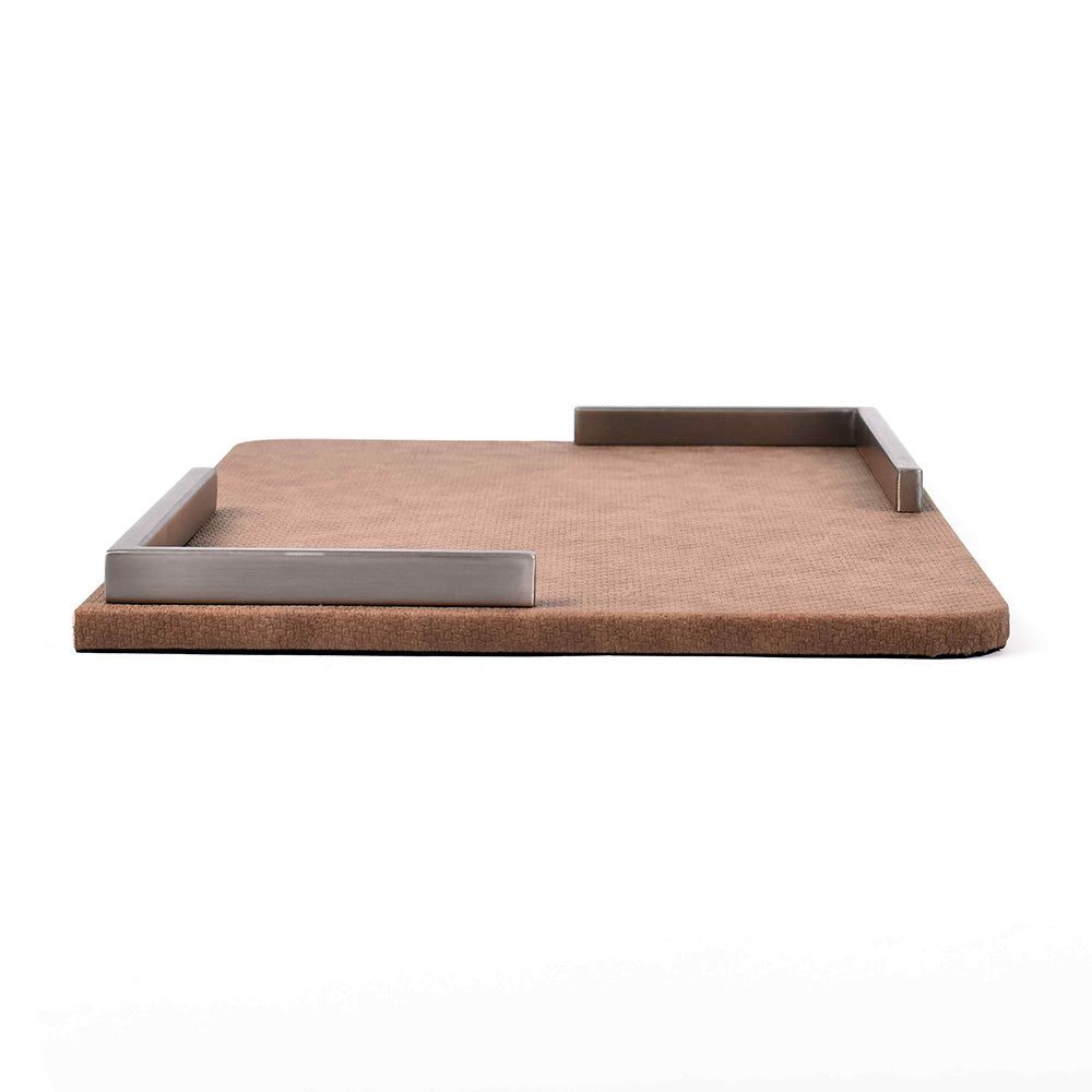 Metal Leatherette Serving Platter | Tan | Luxe ICHKAN by Day To Day