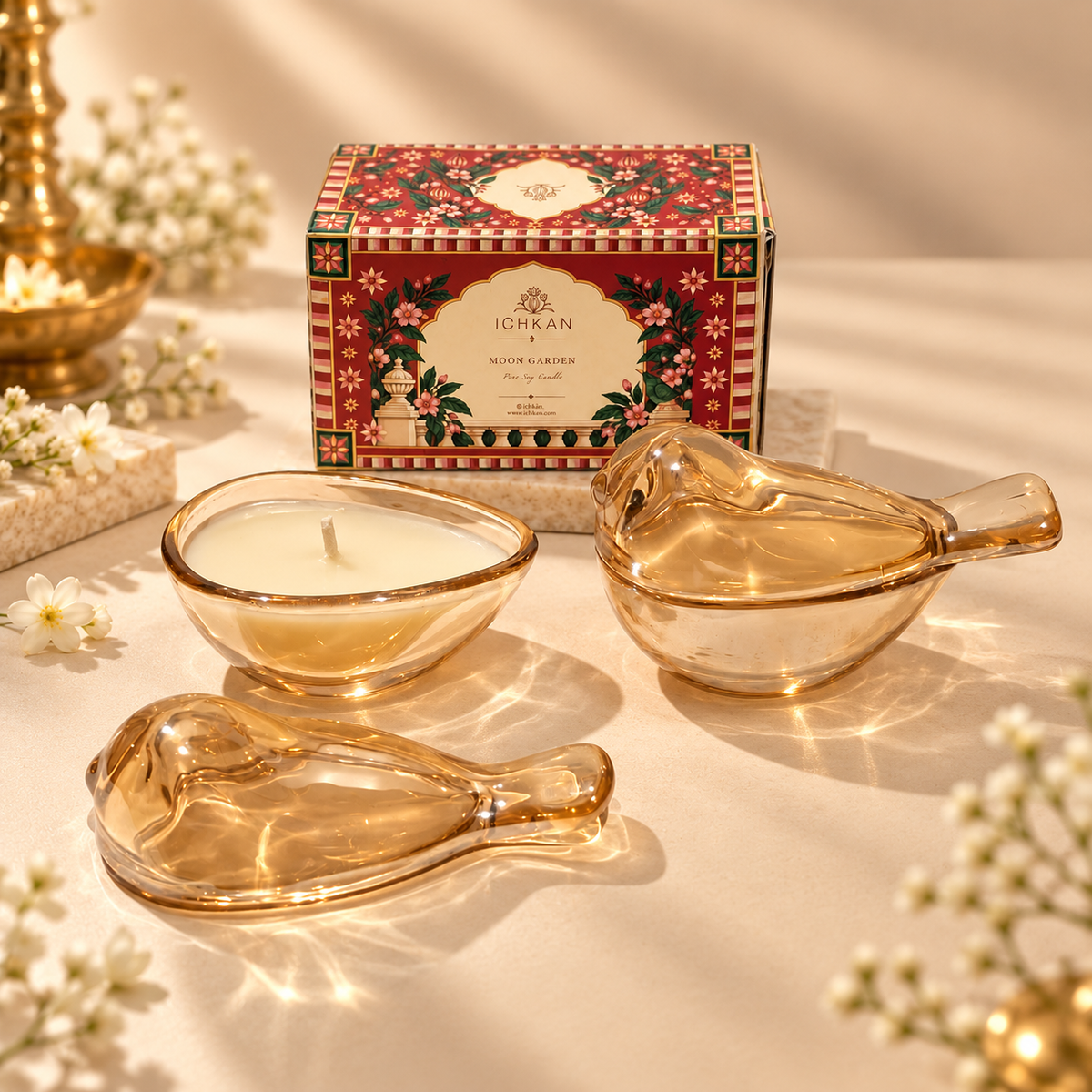 Moon Garden Scented Soy Wax Candle with Lid | Golden ICHKAN by Day To Day
