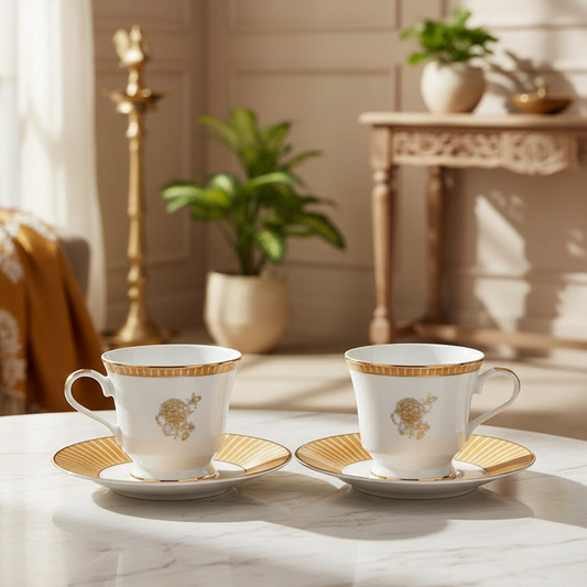 Tea Cup and Saucer Set 12 Pcs Bell Shape | Yellow | Mustard Iris ICHKAN by Day To Day