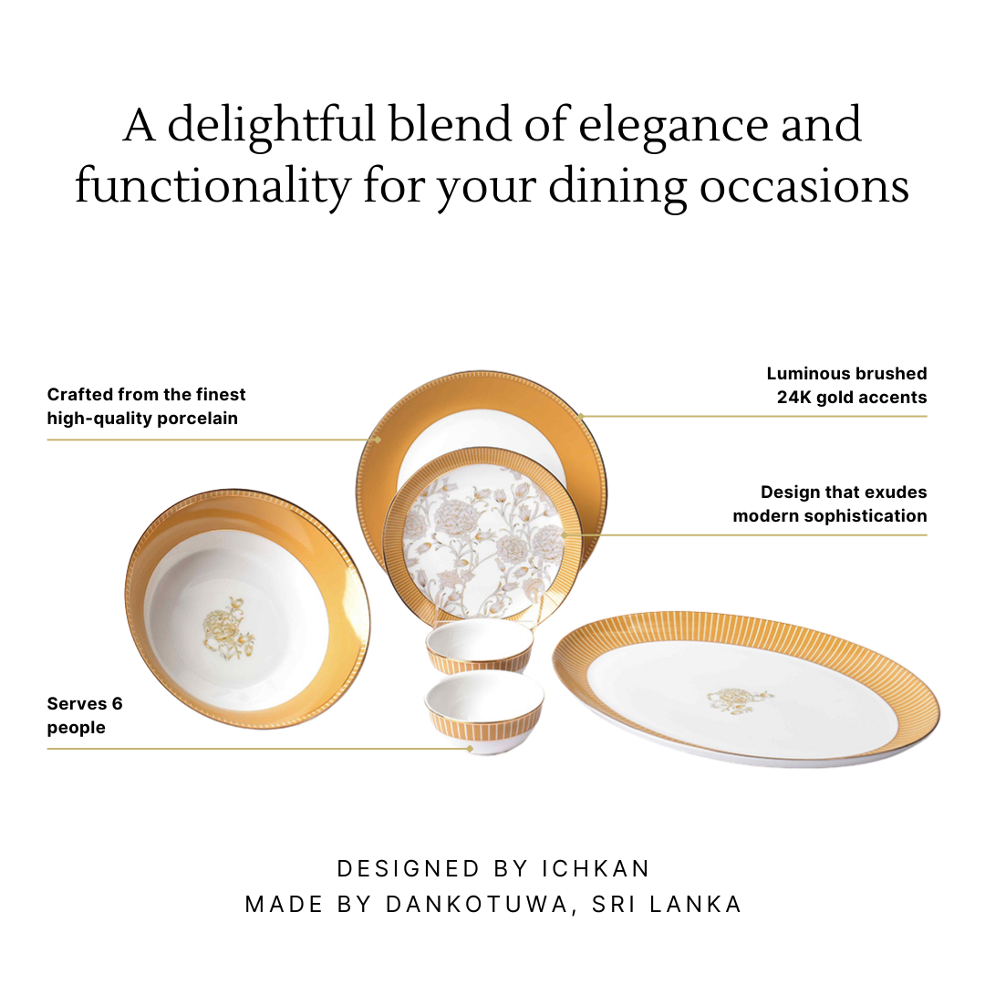 21 pc Dinner set | Yellow | Mustard Iris ICHKAN