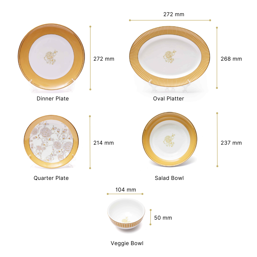 21 pc Dinner set | Yellow | Mustard Iris ICHKAN