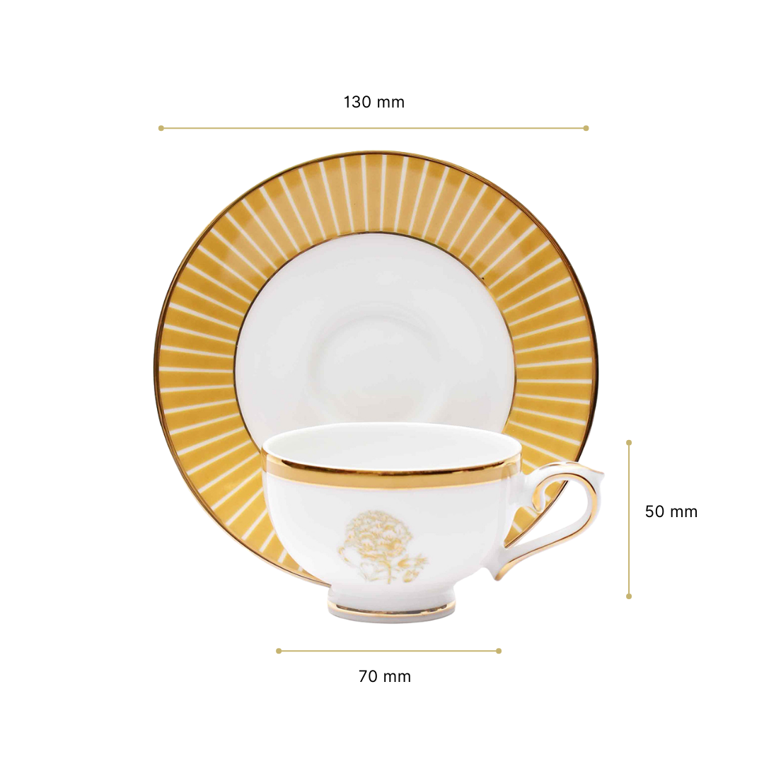 Macchiato Cup & Saucer 12 Pcs - Gift Box | Yellow | Mustard Iris ICHKAN