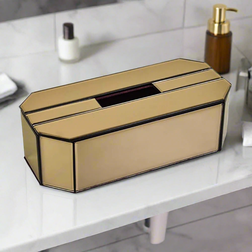 Mirror Tissue Box Holder | Brown | O'gon ICHKAN