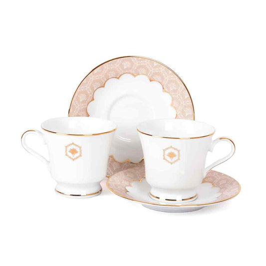 Tea Cup and Saucer Set 12 Pcs Bell Shape | Peach | Peach Legacy ICHKAN by Day To Day