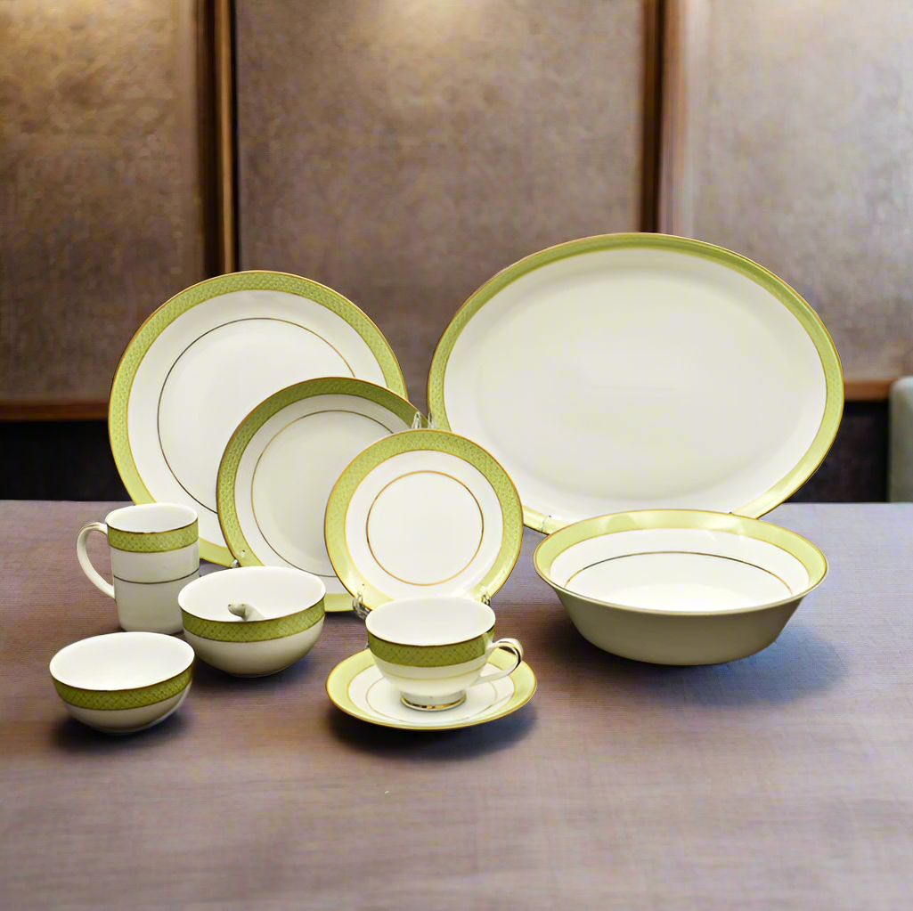 21 pc Dankotuwa Sri Lanka Dinner set | Green | Princely ICHKAN
