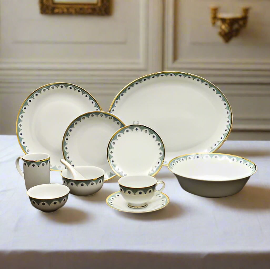 21 pc Dankotuwa Sri Lanka Dinner set | Blue | Isabella Gold ICHKAN