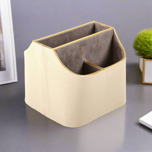 Leatherette Multi-Utility Rotating Holder Organiser | Ivory | Serpentine Ichkan