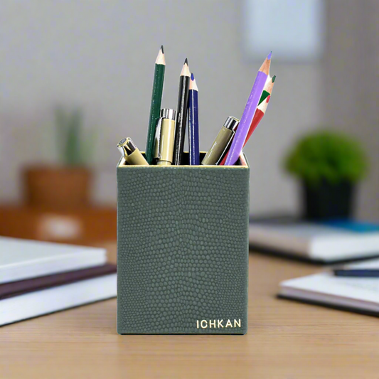 Leatherette Square Pen/Brush Holder | Olive Green | Serpentine Ichkan