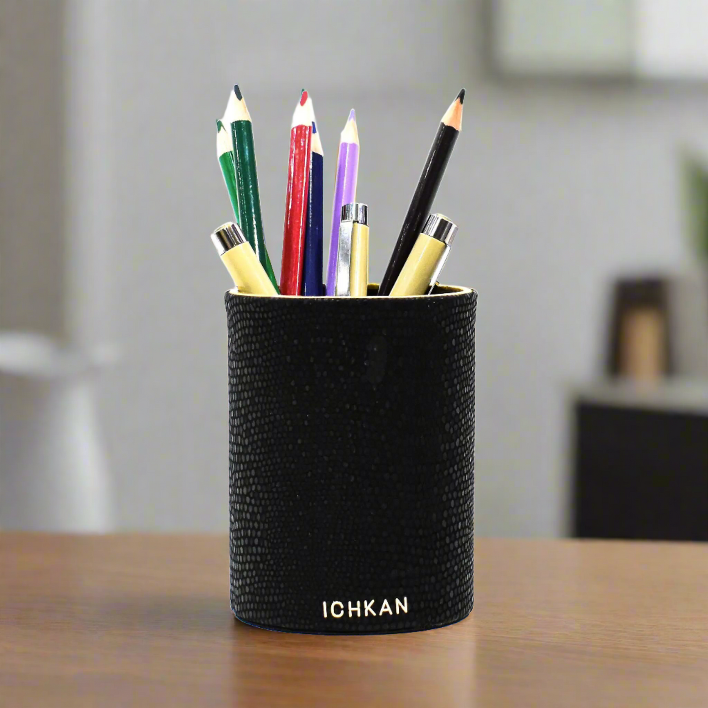 Leatherette Circular Pen/Brush Holder | Black | Serpentine Ichkan