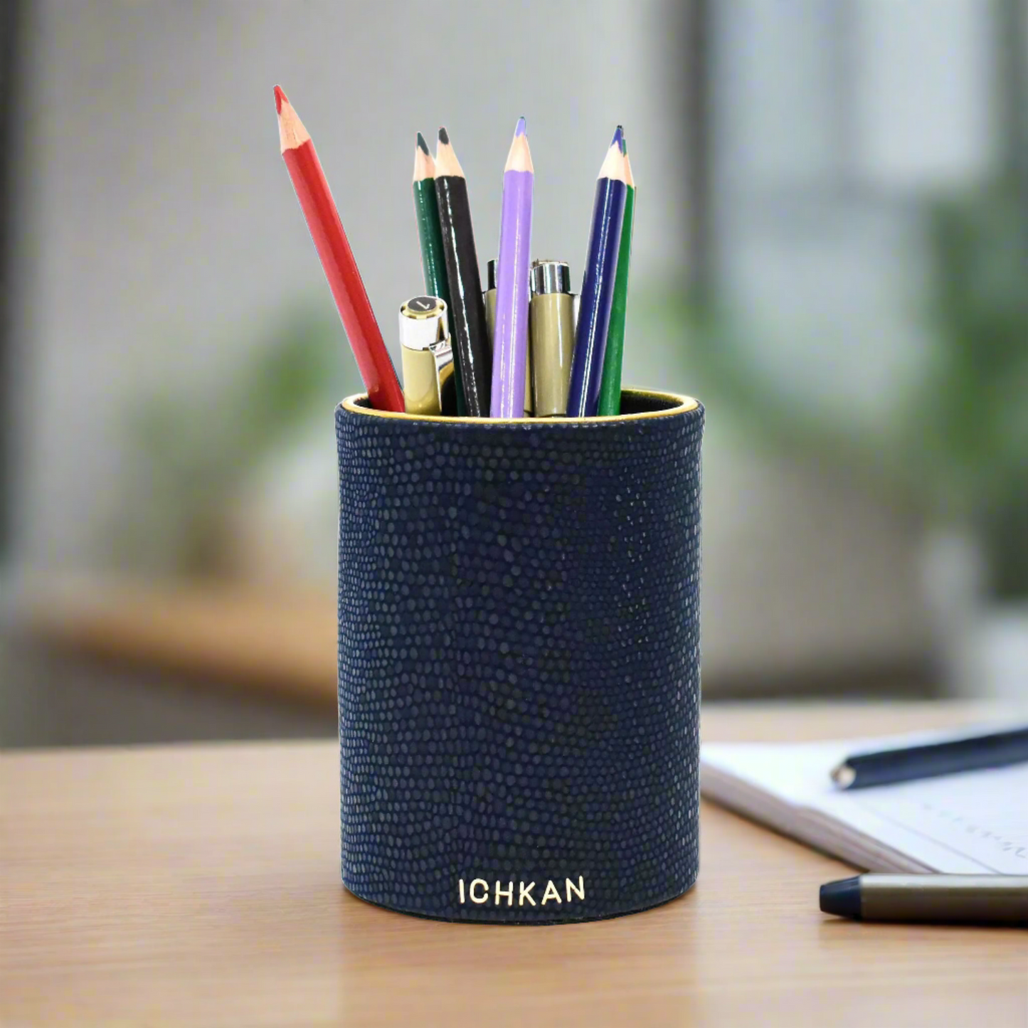Leatherette Circular Pen/Brush Holder | Blue | Serpentine Ichkan