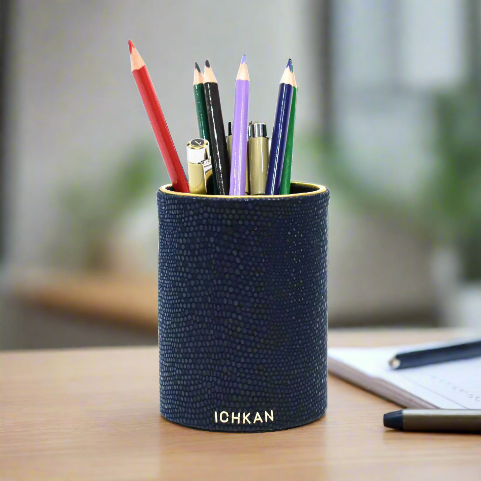Leatherette Circular Pen/Brush Holder | Blue | Serpentine Ichkan