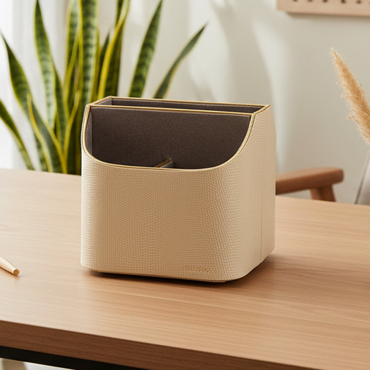 Leatherette Multi-Utility Rotating Holder Organiser | Ivory | Serpentine Ichkan