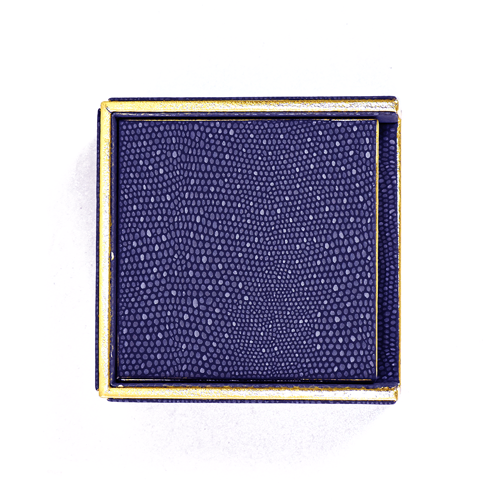 Leatherette Square Coasters Set of 6 | Blue | Serpentine Ichkan