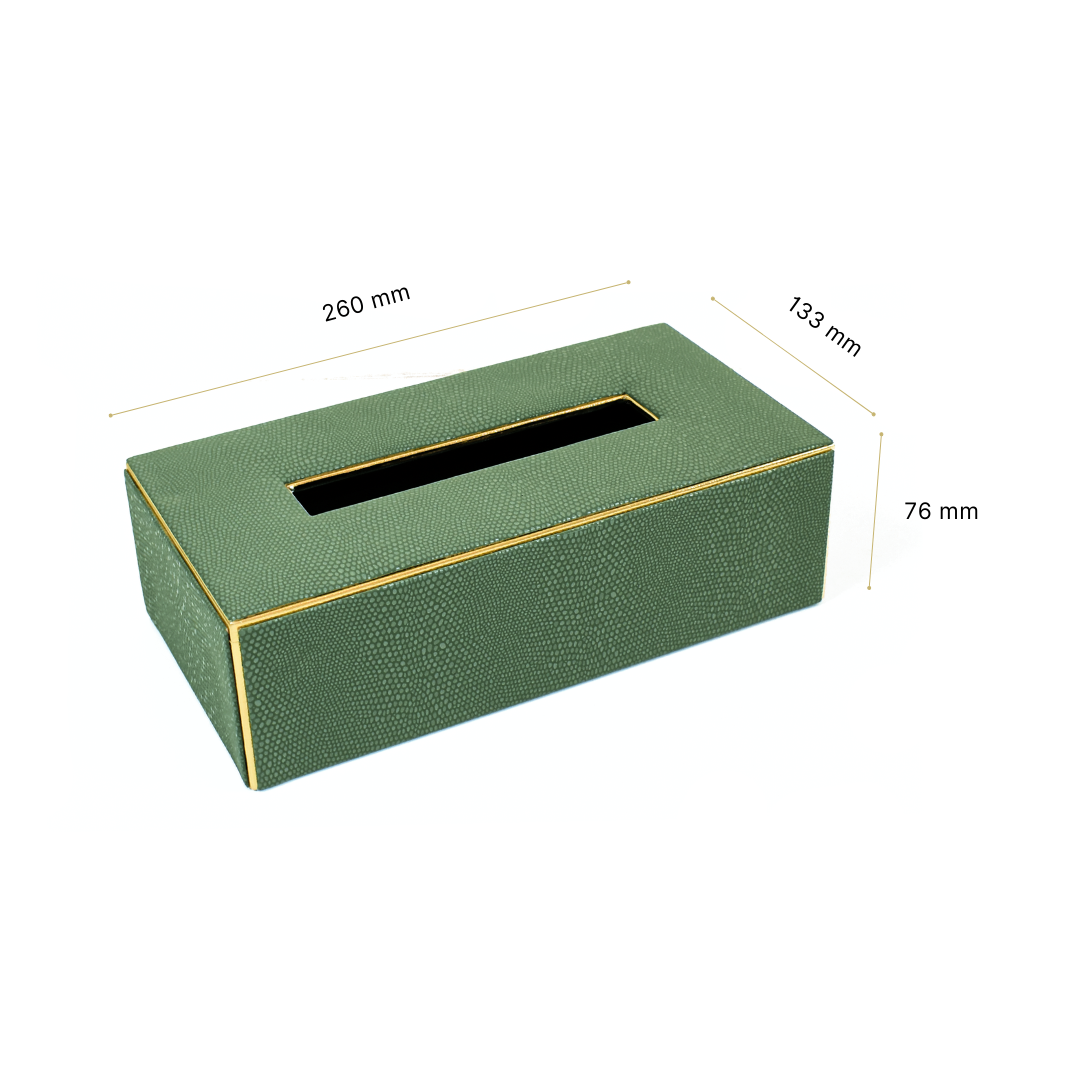 Leatherette Rectangle Tissue Box Holder | Olive Green | Serpentine