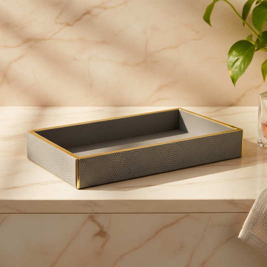 Leatherette Towel/Vanity Tray | Grey | Serpentine Ichkan