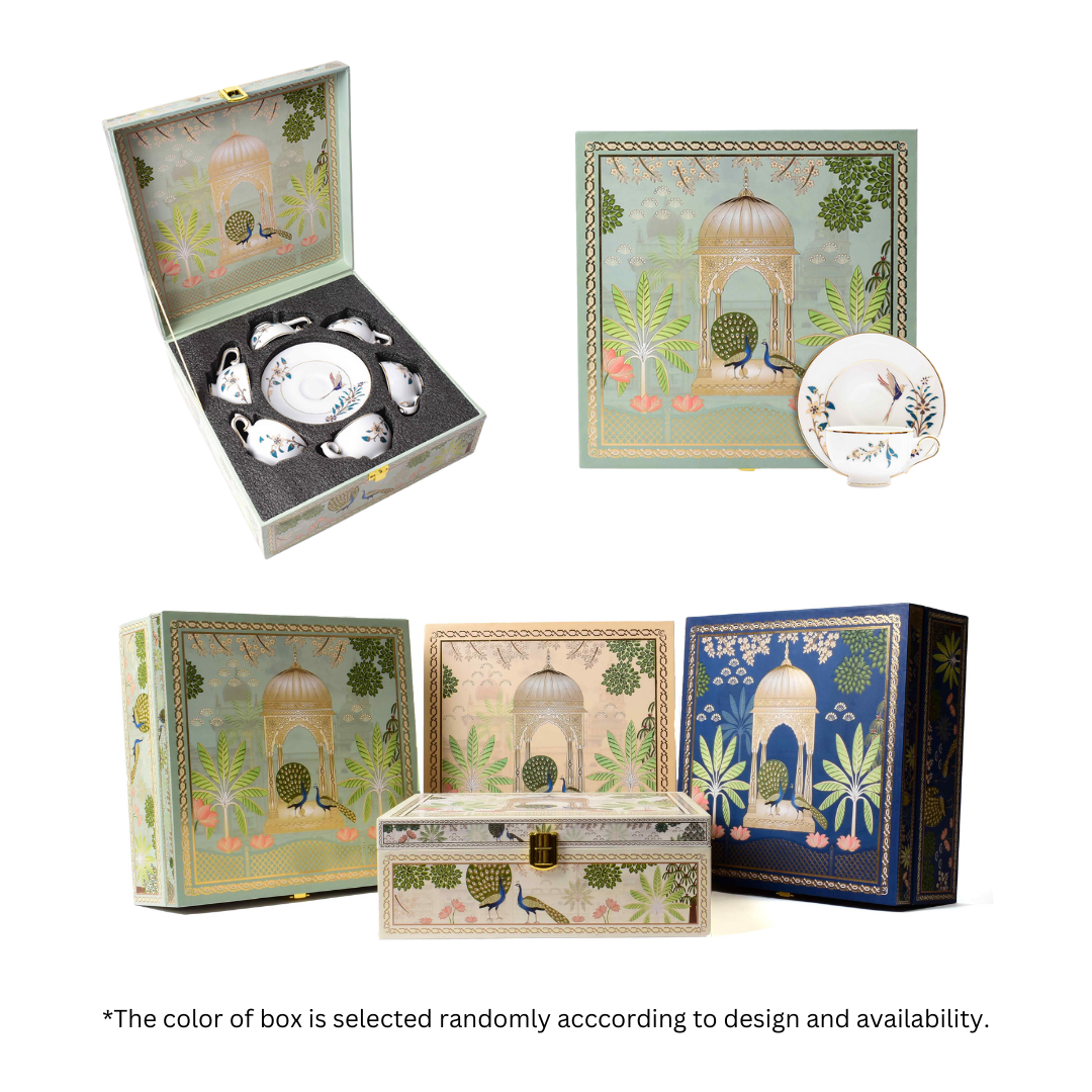 Macchiato Cup & Saucer 12 Pcs - Gift Box | Blue | Shahi ICHKAN