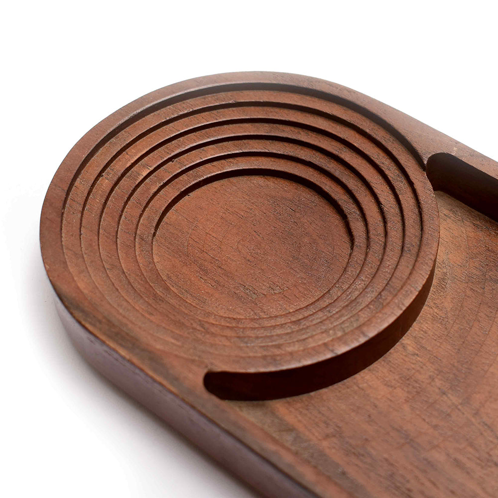 Wooden Round Edge Platter with Partition | Brown | Stepwell ICHKAN by Day To Day