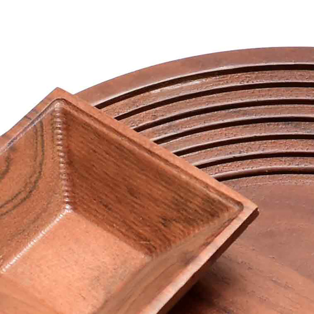 Wooden Round Platter with Square Dip Bowl | Brown | Stepwell ICHKAN by Day To Day