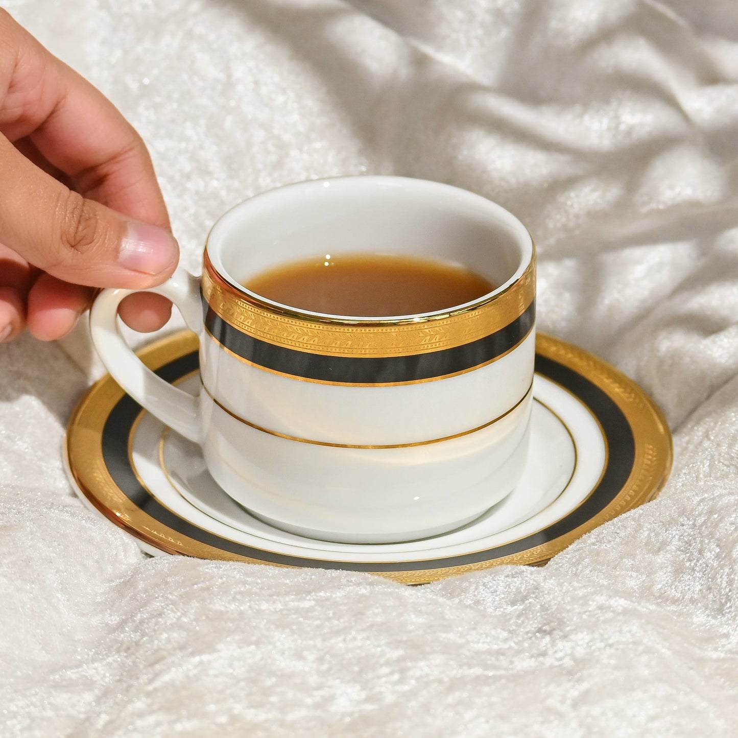 Tea Cup & Saucer Set 12pc | Black Gold | Vienna Blue ICHKAN by Day To Day