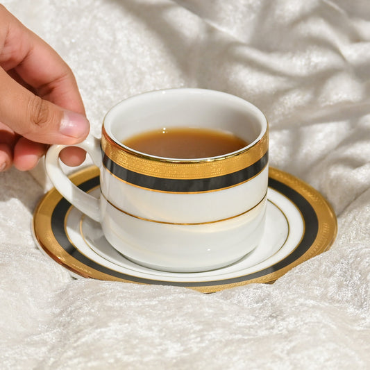 Tea Cup & Saucer Set 12pc | Black Gold | Vienna Blue ICHKAN by Day To Day