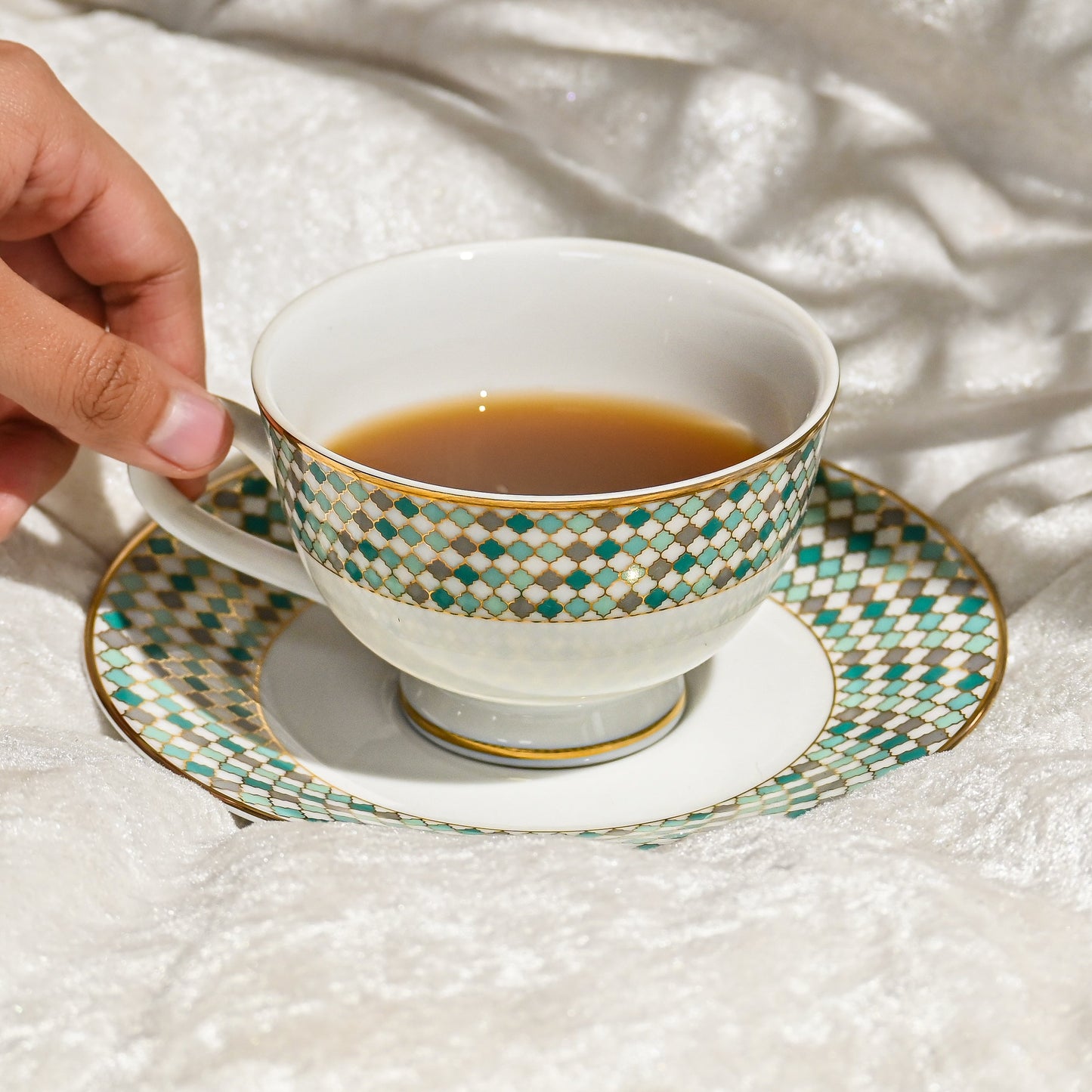 Dankotuwa Sri Lanka Tea Cup & Saucer 12pc | Teal | Christolite ICHKAN