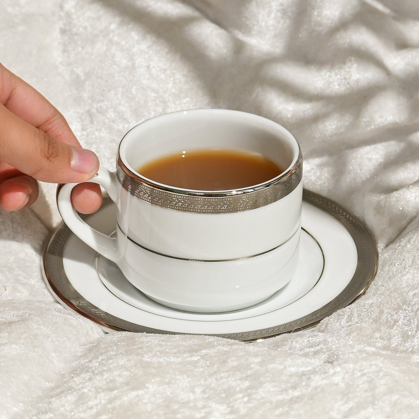 Tea Cup & Saucer Set 12pc | Platinum | Vienna Platinum ICHKAN by Day To Day