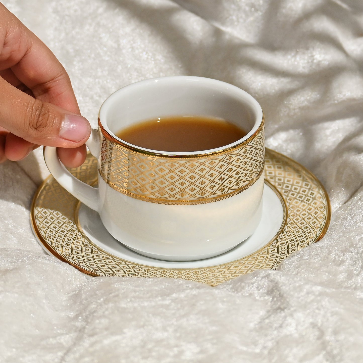Tea Cup and Saucer Set 12pc | Gold | Jewel Cream ICHKAN by Day To Day
