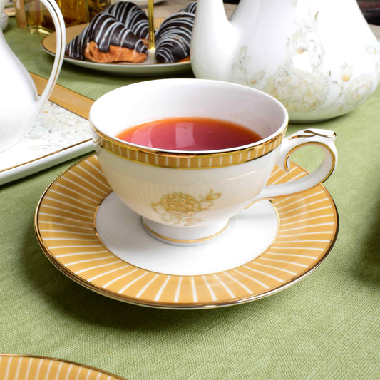 Tea Cup & Saucer 12pc | Yellow | Mustard Iris ICHKAN