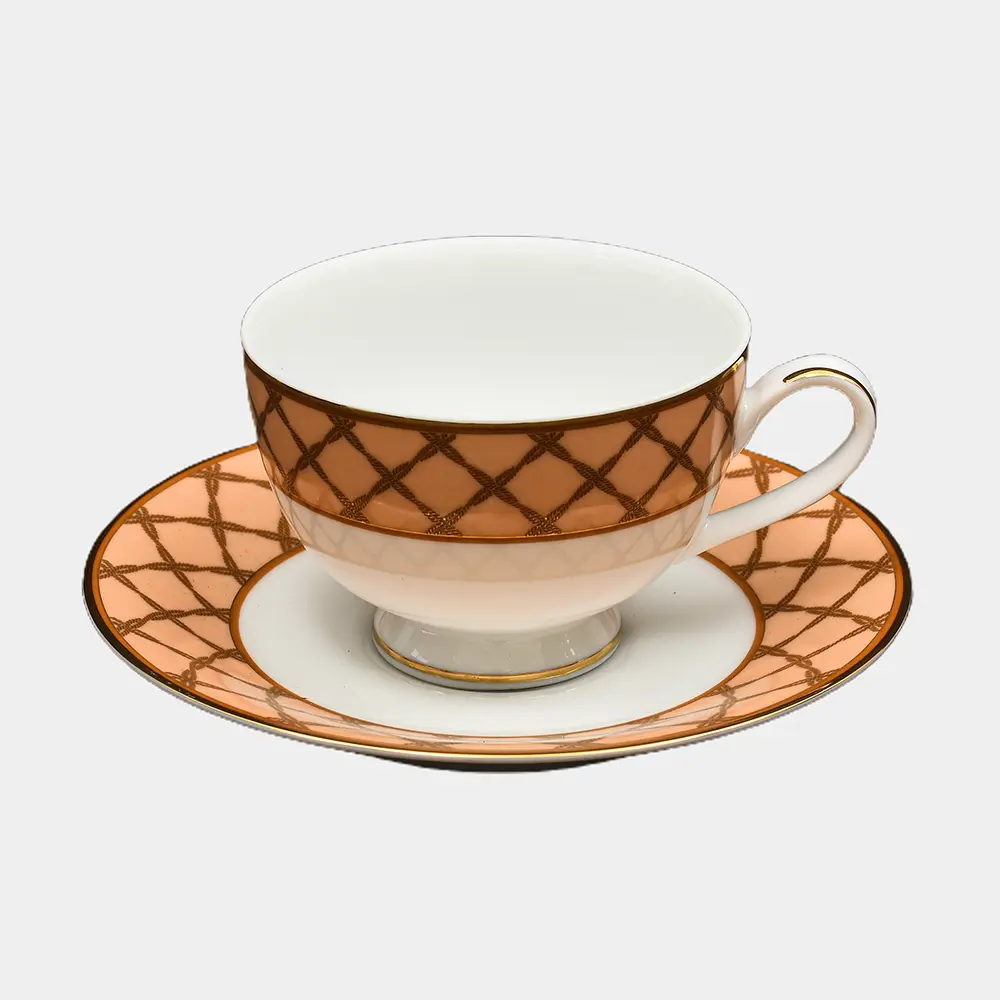 Tea Cup & Saucer 6pc | Peach | Angel Rope ICHKAN