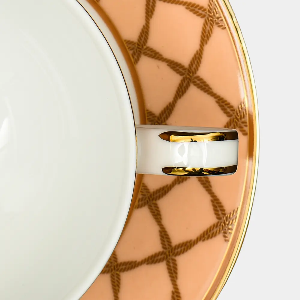 Tea Cup & Saucer 6pc | Peach | Angel Rope ICHKAN