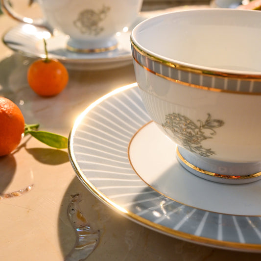 Tea Cup & Saucer 12pc | Grey | Grey Iris ICHKAN