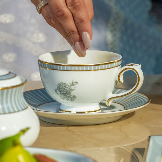 Tea Cup & Saucer 12pc | Grey | Grey Iris ICHKAN