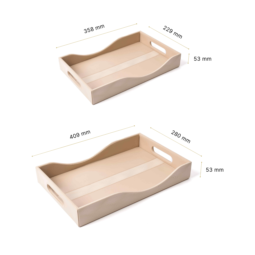 Rectangle Serving Tray Set of 2 | Beige | Wave