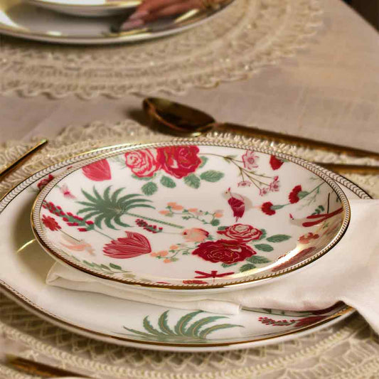 21 pc Dinner set | Red | Mughal Garden ICHKAN by Day To Day