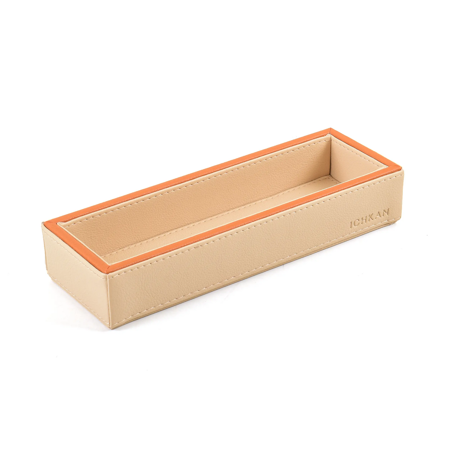 Leatherette Rectangle Long Cutlery Tray | Beige | Axis 2.0 ICHKAN
