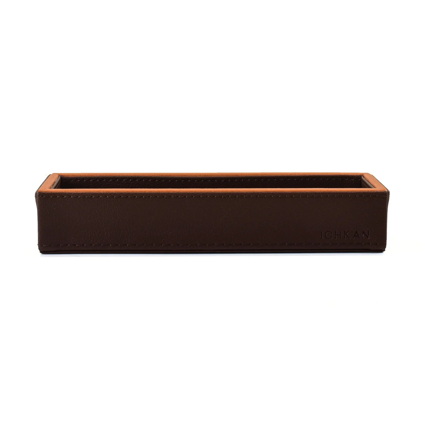 Leatherette Rectangle Long Cutlery Tray | Dark Brown | Axis 2.0 ICHKAN