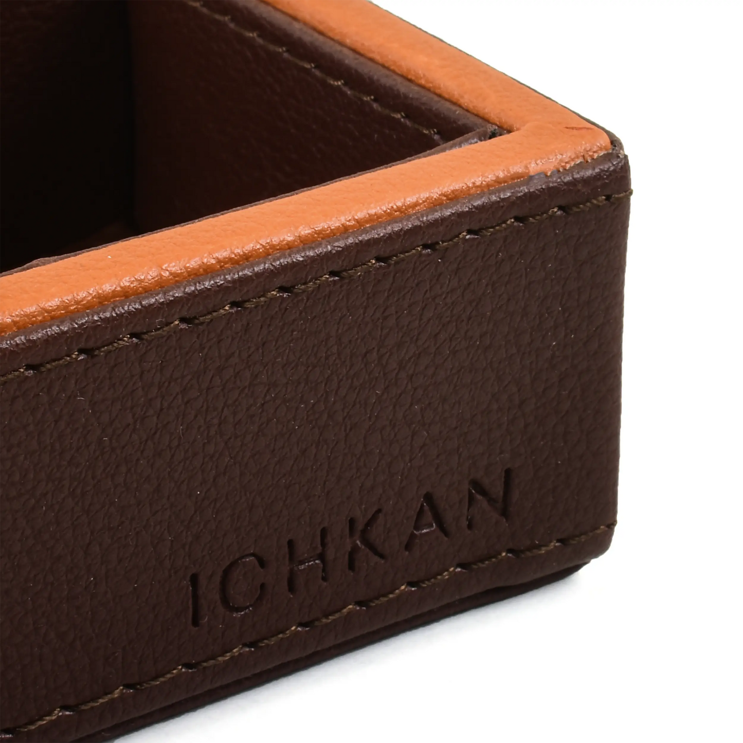 Leatherette Rectangle Long Cutlery Tray | Dark Brown | Axis 2.0 ICHKAN