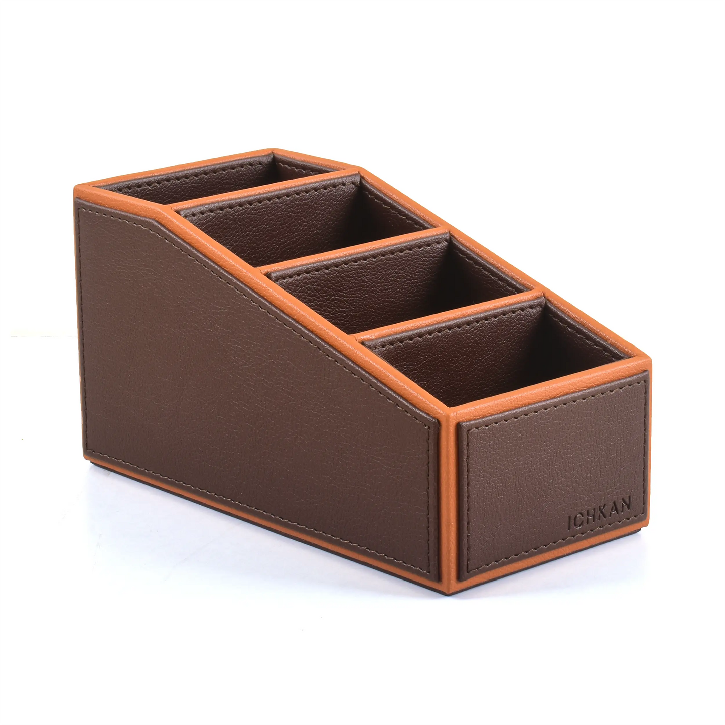 Leatherette Desk/Remote Organiser | Dark Brown | Axis 2.0 ICHKAN