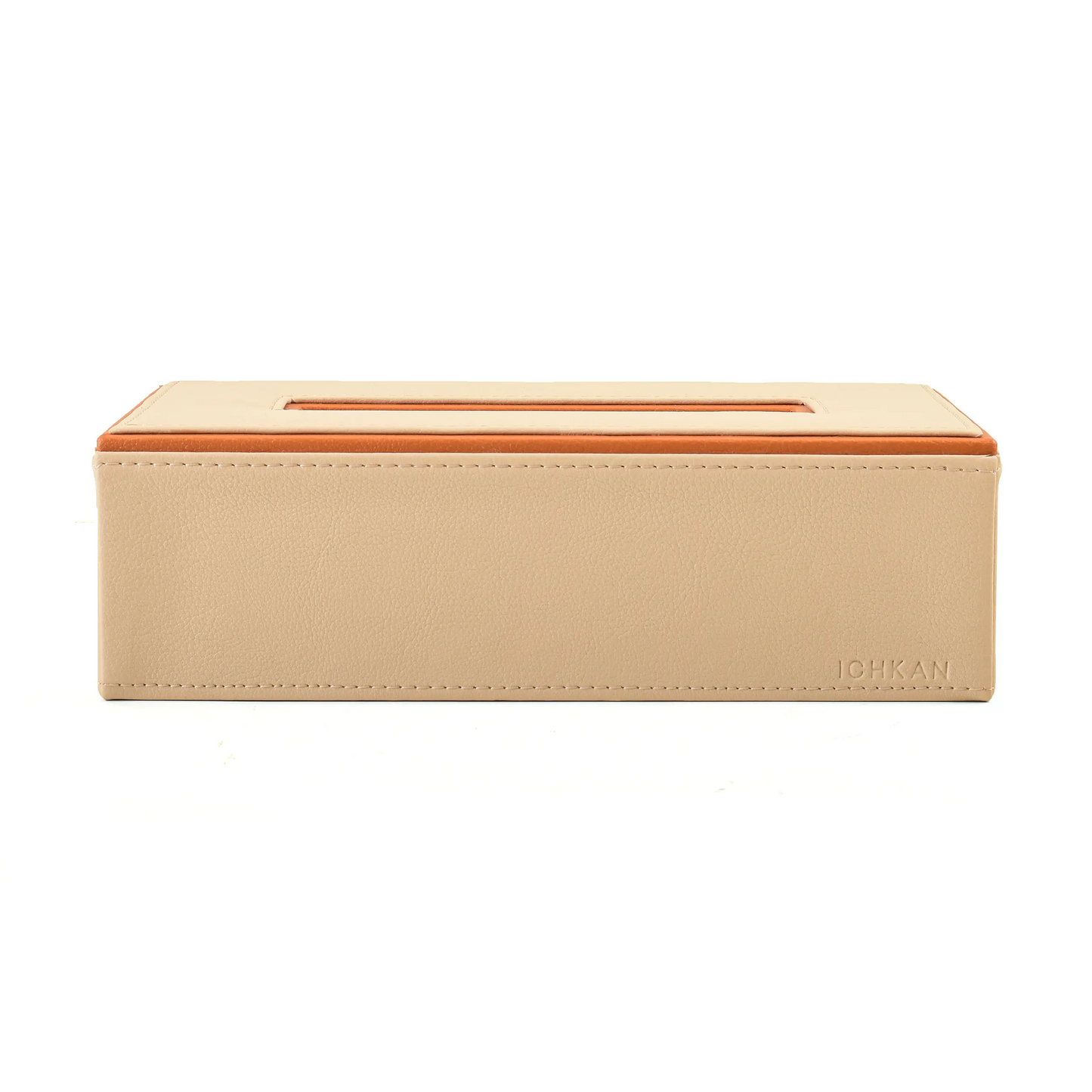 Leatherette Rectangle Tissue Box Holder | Beige | Axis 2.0 ICHKAN
