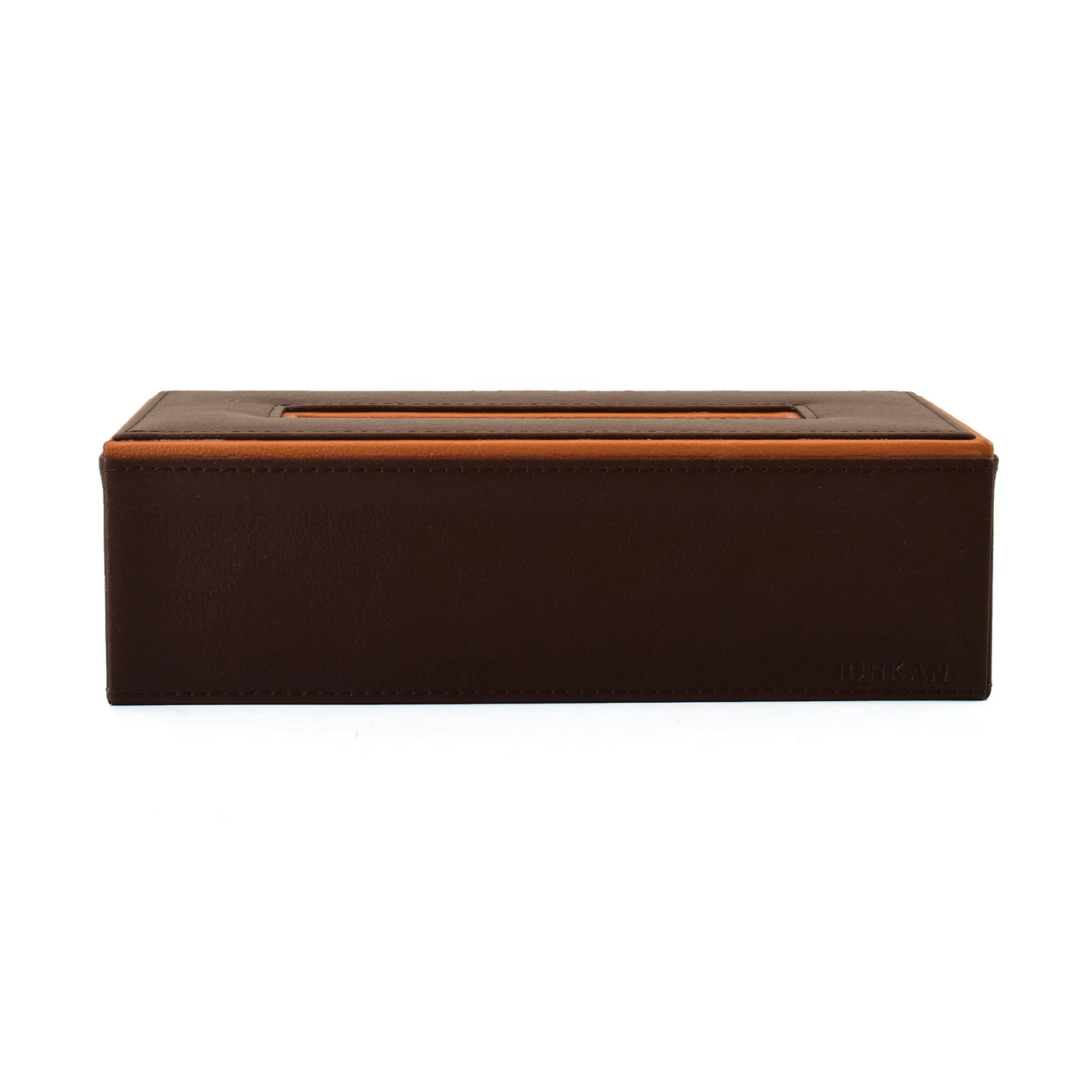 Leatherette Rectangle Tissue Box Holder | Dark Brown | Axis 2.0 ICHKAN