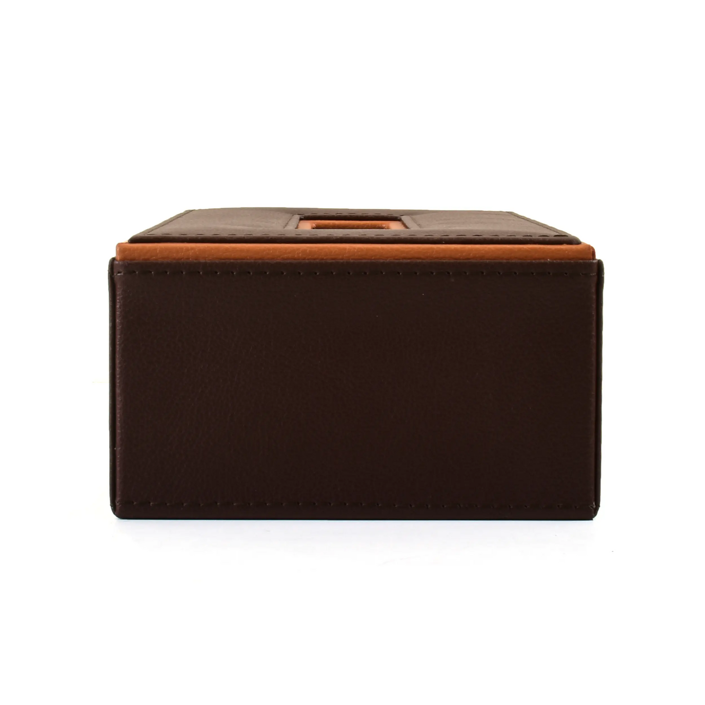 Leatherette Rectangle Tissue Box Holder | Dark Brown | Axis 2.0 ICHKAN