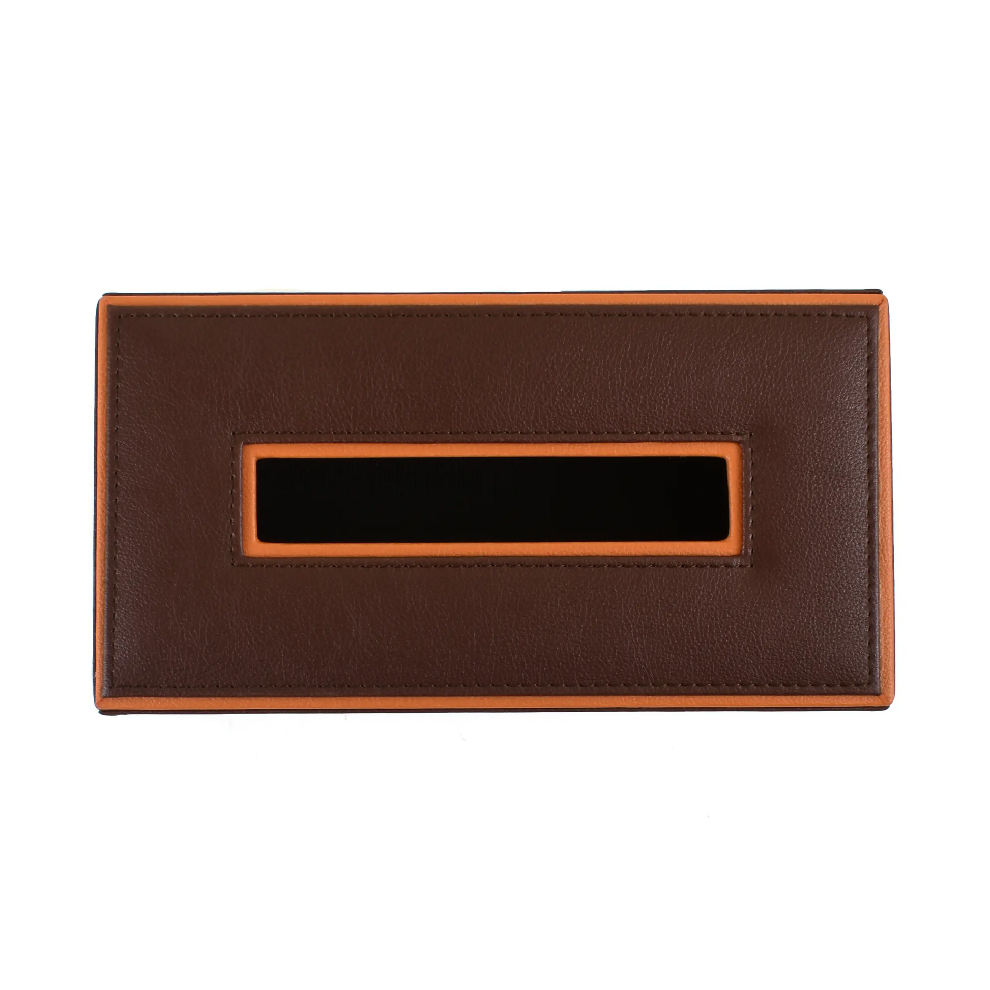 Leatherette Rectangle Tissue Box Holder | Dark Brown | Axis 2.0 ICHKAN
