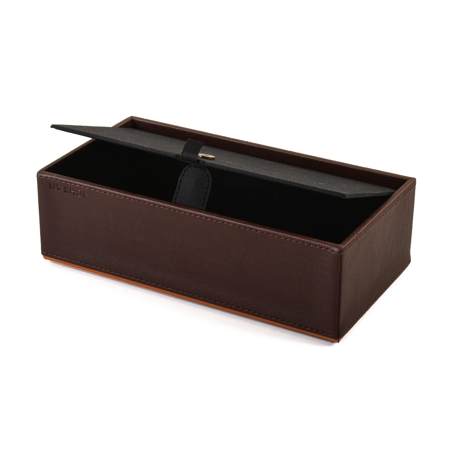 Leatherette Rectangle Tissue Box Holder | Dark Brown | Axis 2.0 ICHKAN