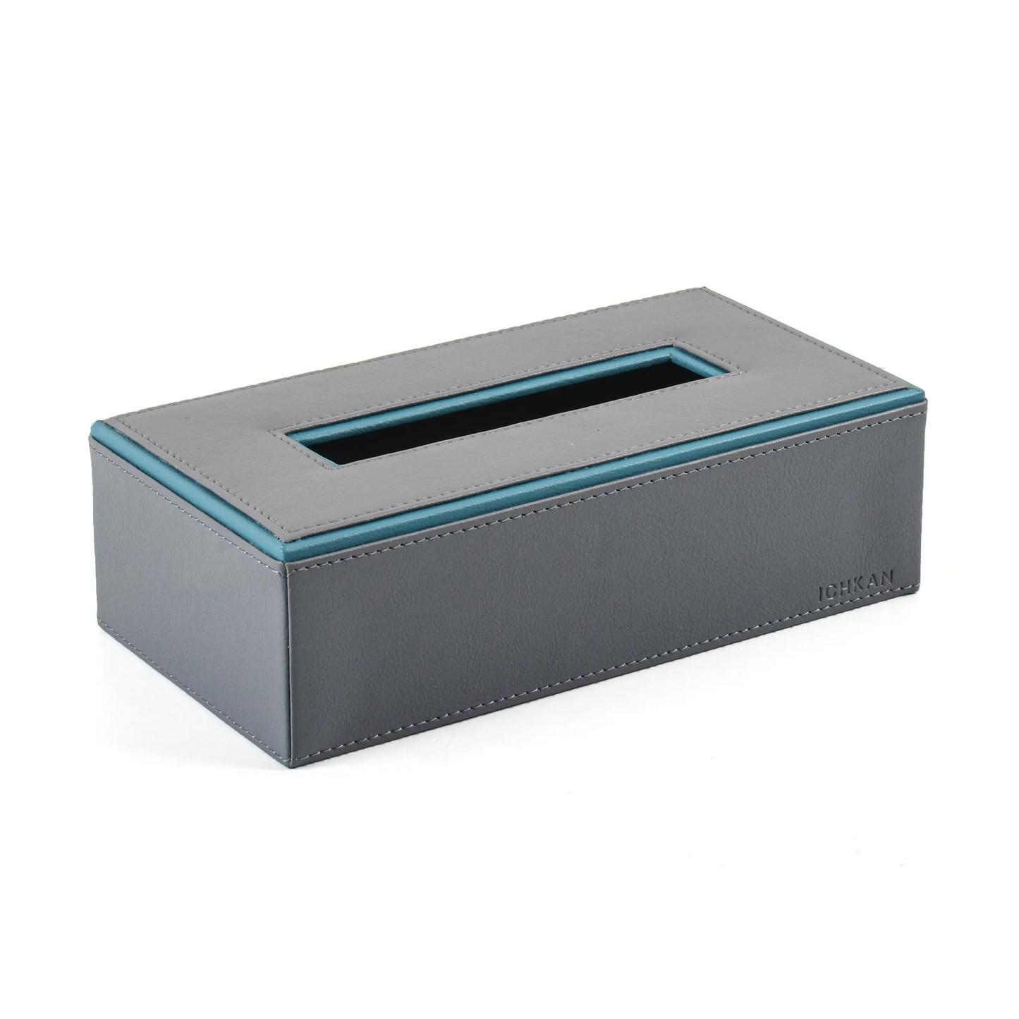 Leatherette Rectangle Tissue Box Holder | Grey | Axis 2.0 ICHKAN