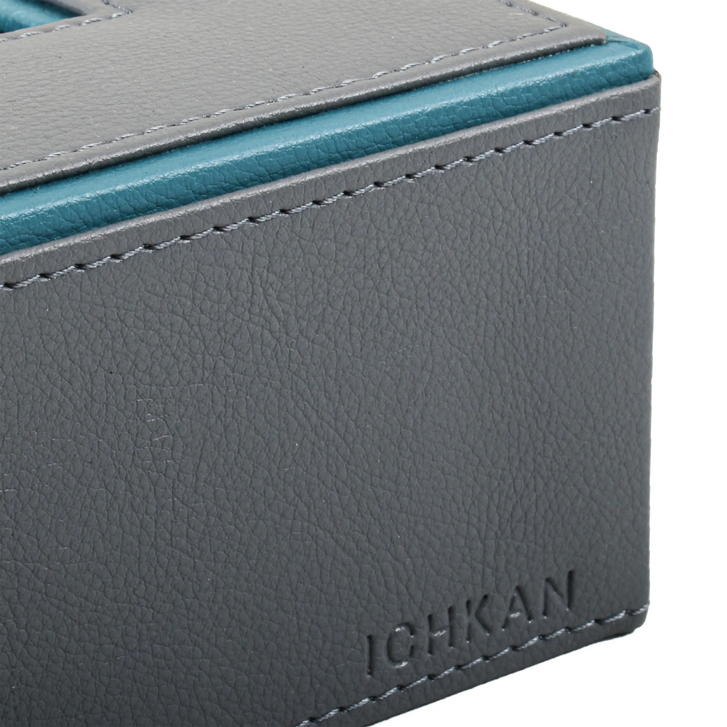 Leatherette Rectangle Tissue Box Holder | Grey | Axis 2.0 ICHKAN