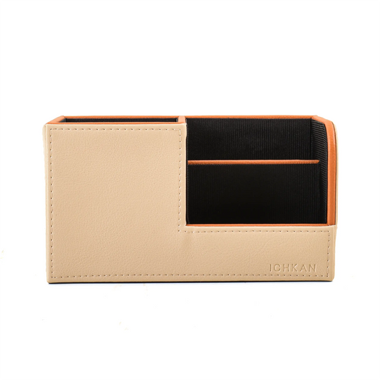 Leatherette Remote/Stationery Holder | Beige | Axis 2.0 ICHKAN